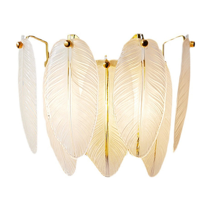 MIRODEMI® Vintage Brass Chandelier with Leaves of Frosted Glass for Living Room