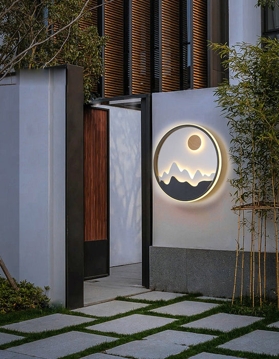 MIRODEMI® Modern Round Outdoor Aluminum Wall Lamps For Garden Porch, Courtyard Dia19.7*H2" / Warm white
