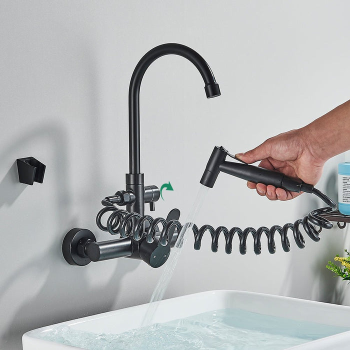 MIRODEMI® Wall Mounted Kitchen Faucet with Extendable Bidet