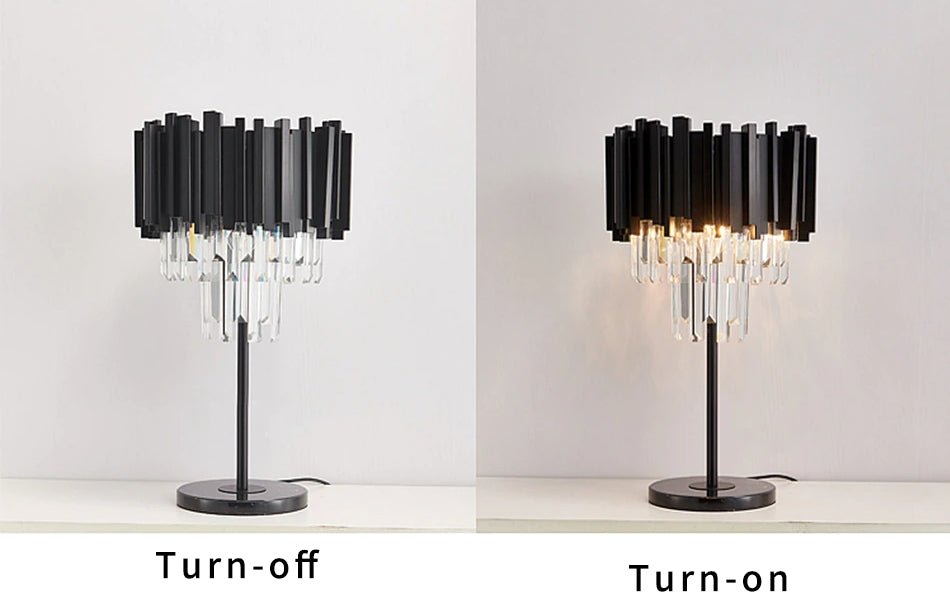 MIRODEMI® Dimmable black crystal art deco luxury table lamp for study room, bedroom, living room image | luxury lighting