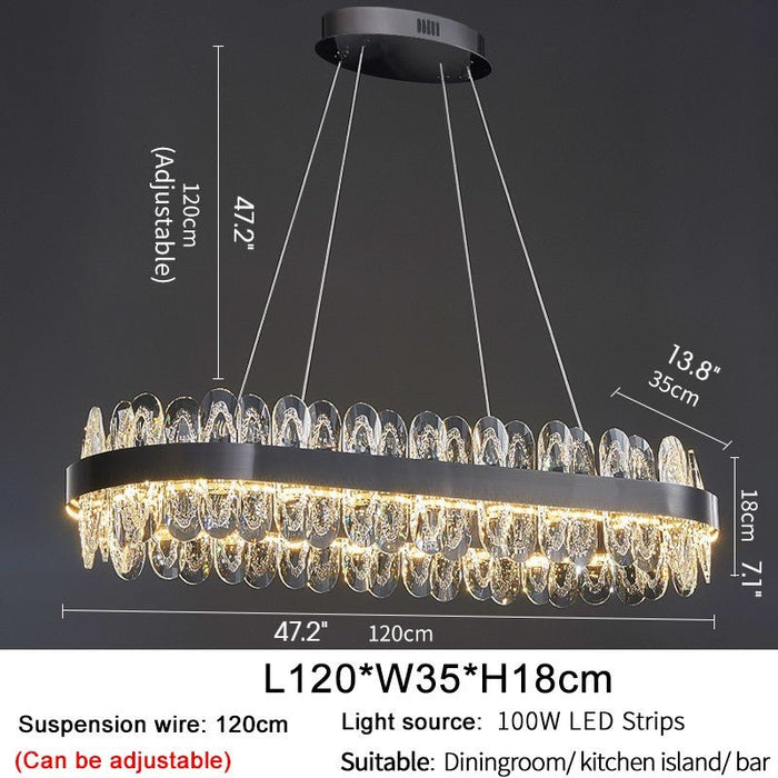 MIRODEMI® Creative Rectangle Hanging Crystal LED Chandelier for Living Room, Dining Room image | luxury lighting | home decor