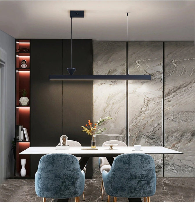 MIRODEMI® Modern black hanging chandelier for living room, dining room, kitchen island Triangle / 34.6'' / Warm Light