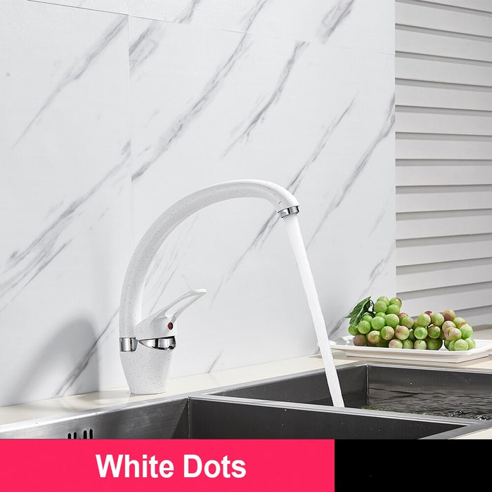 MIRODEMI® 3 color 360 Rotated Swivel Spout Kitchen Sink Faucet White with Dot