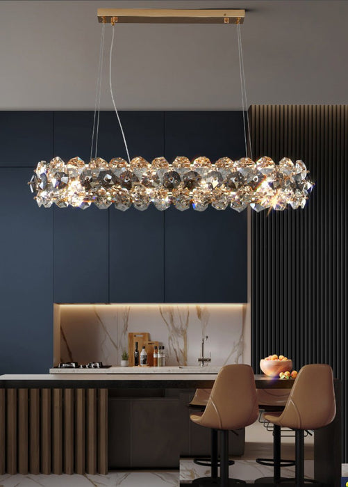 MIRODEMI® Rectangle Gold crystal modern chandelier for living room, dining room L37.4*W11.8*H5.9" / Warm White / Dimming