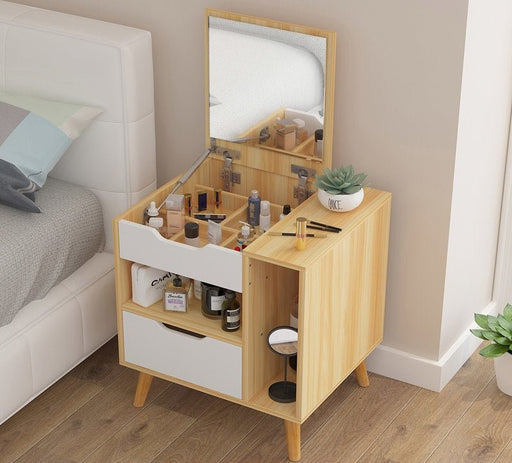 Mini Folding Wooden Dressing Table with Storage and Mirror image | luxury furniture | dressing tables | makeup tables