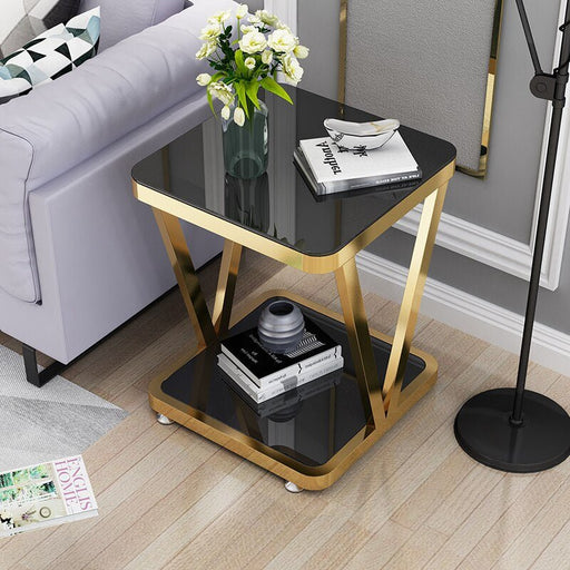 White/Gold/Black Small Modern Nordic Coffee Table For Bedside And Office Gold + Black / 23.6x23.6x24.4"
