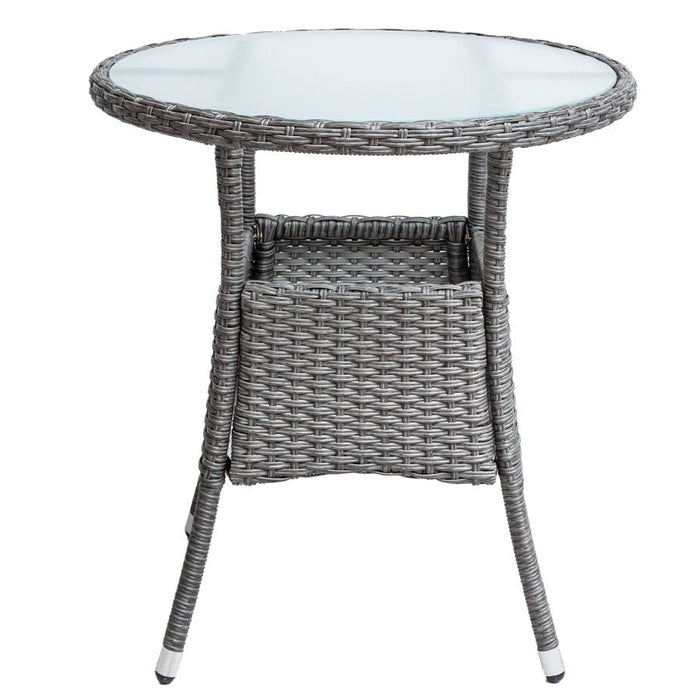 4-Piece Resin Wicker Patio Set with Round Table and Gray Cushions image | luxury furniture | outdoor furniture | round table