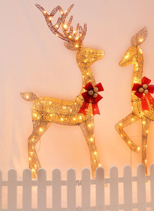 Christmas Gold Deer Family Scene with LED Lights