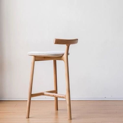Nordic-Styled Bar High Stool Made of Solid Wood image | luxury furniture | wooden bar stools | luxury stools | wooden stools