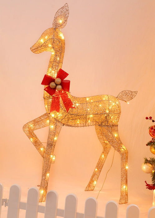 Christmas Gold Deer Family Scene with LED Lights