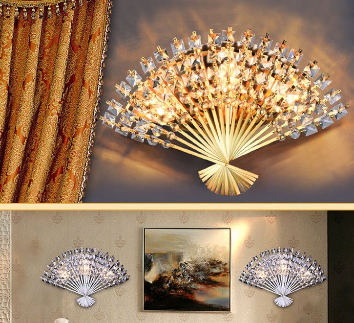 MIRODEMI® Luxury Golden Crystal Wall Lamp for Bedroom, Living Room