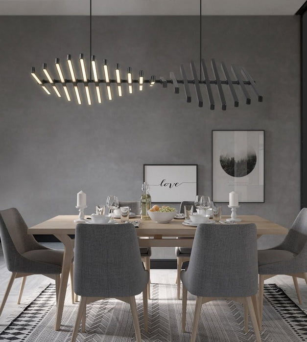 Mirodemi® Black/White Art LED Pendant Lighting For Living room, Dining room, Bar 30 Lamps - L57.1*W18.5" / Dimmable / Black