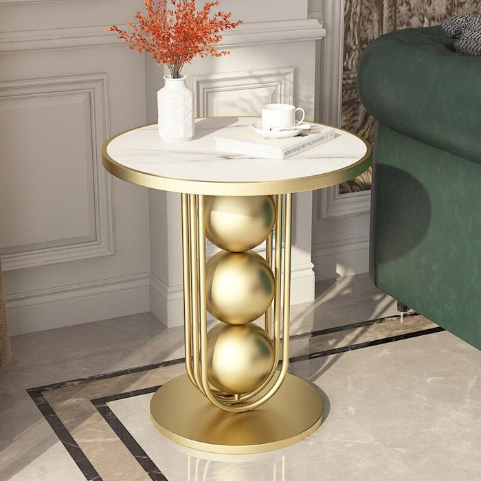 Gold/Black/White Round Coffee Table For Luxury Living Room