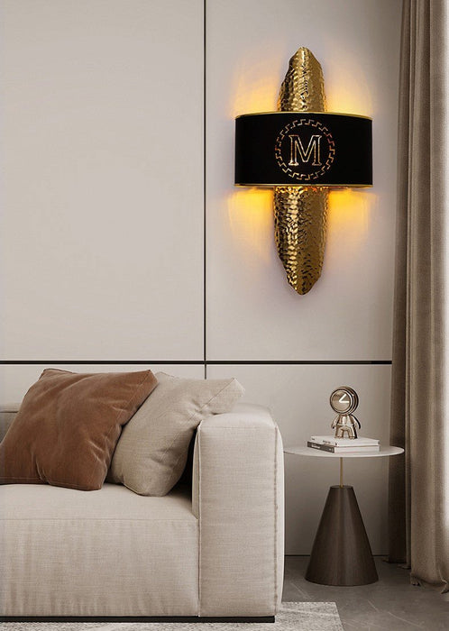 MIRODEMI® Luxury Golden Wall Lamp with M-Letter Lampshade, Living Room, Bedroom image | luxury lighting | golden wall lamps