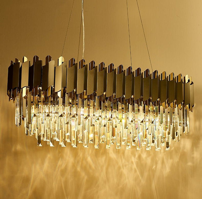 MIRODEMI® Creative Drum Gold/Black Crystal Hanging Lighting For Living Room, Dining Room image | luxury lighting | home decor