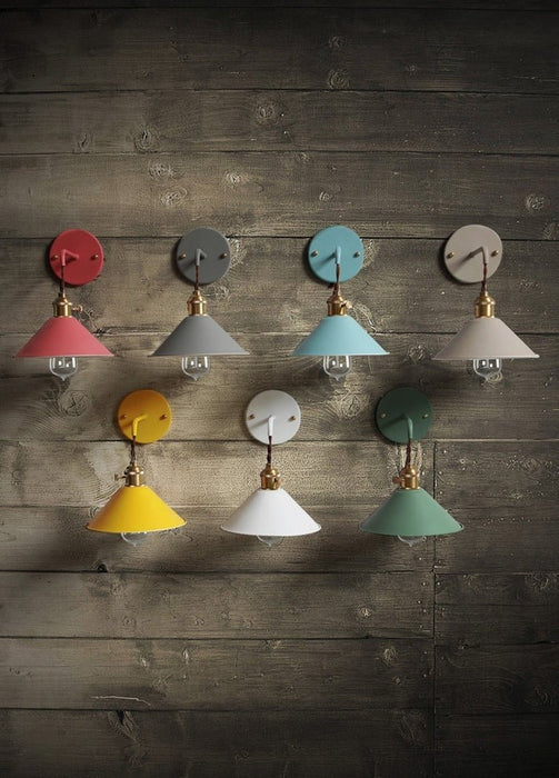 MIRODEMI® Country industrial iron wall lamp with 7 colors for bedroom, dining room, restaurant, cafe, shop aisle