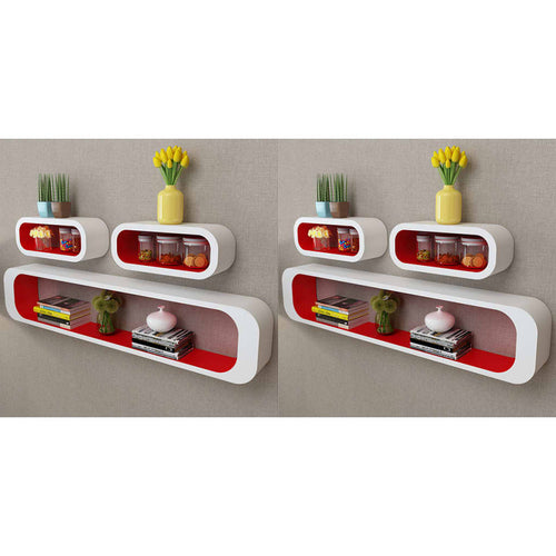 Decorative Wall Rectangle Shelves Red / 6