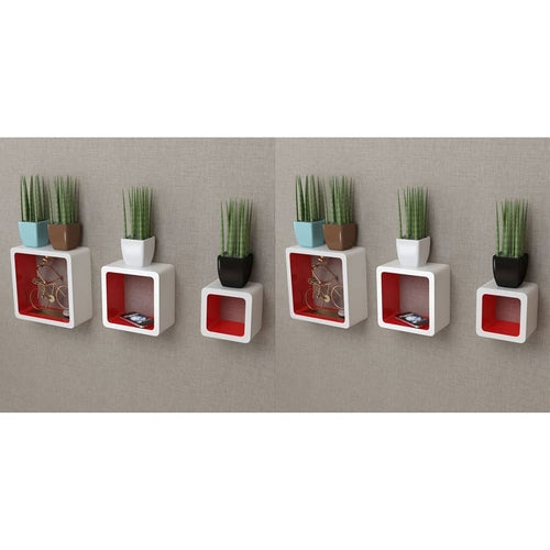 Wall Cube Shelves 3 Sizes Red / 6