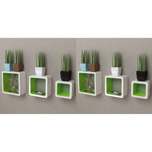 Wall Cube Shelves 3 Sizes Green / 6