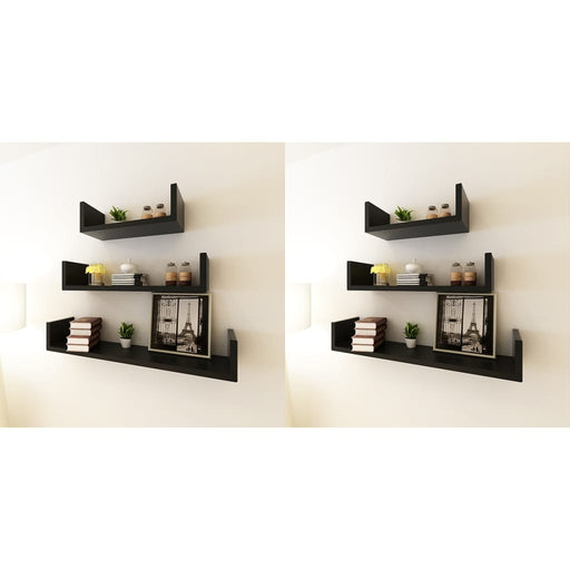 Decorative Black Wall Shelves Black / 6