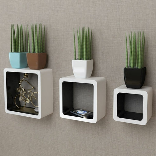 Wall Cube Shelves 3 Sizes Black / 3