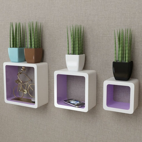 Wall Cube Shelves 3 Sizes Purple / 3
