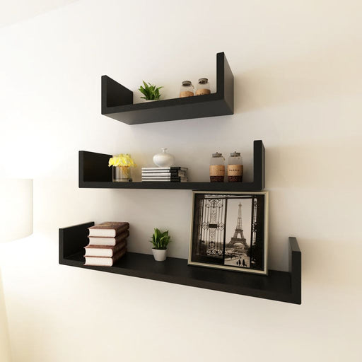 Decorative Black Wall Shelves Black / 3