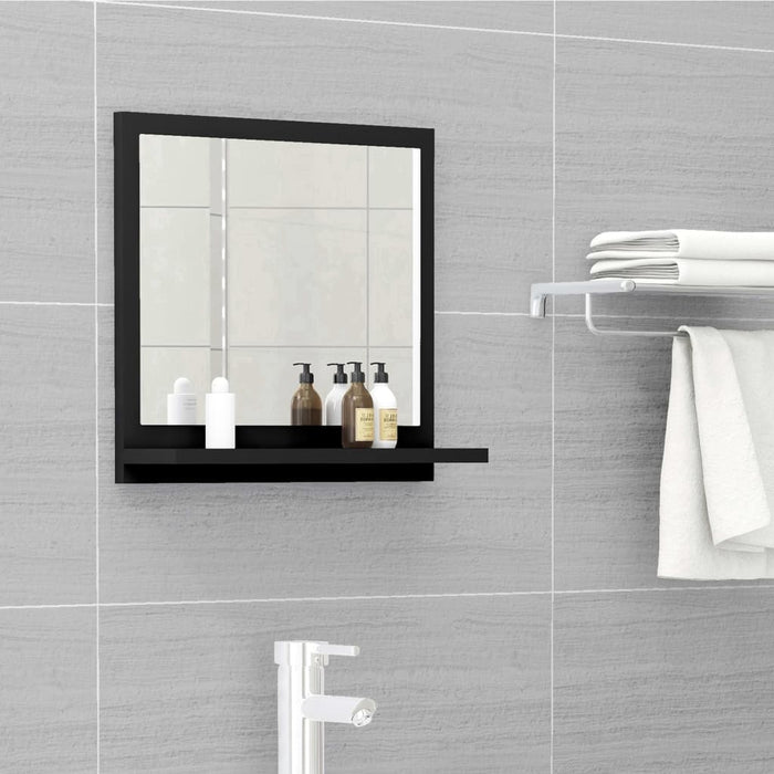 Bathroom Mirror with Shelf 15.7" / Black