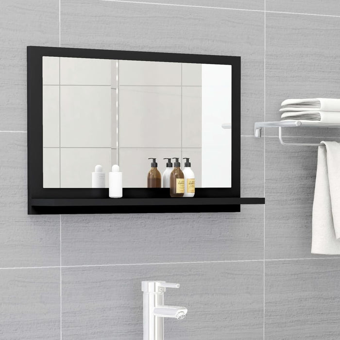 Bathroom Mirror with Shelf 35.4" / Black