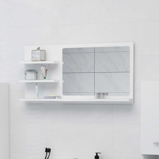 Bathroom Mirror with 3 Shelves White