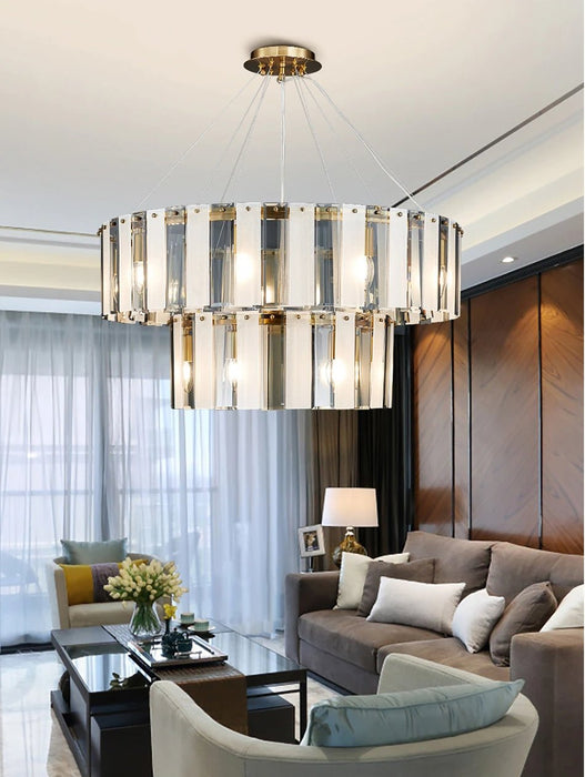MIRODEMI® Double frosted glass suspension luminaire modern Round chandelier