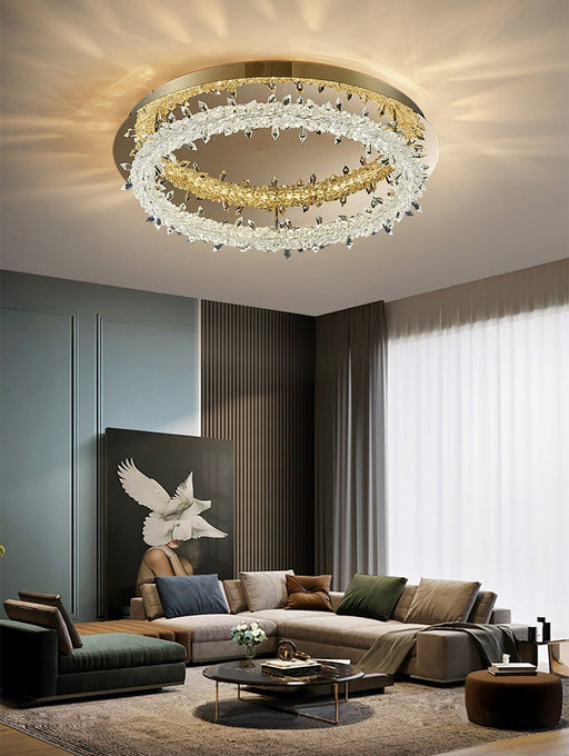 MIRODEMI® Modern Round Crystal LED Ceiling Chandelier for Living Room, Bedroom Warm Light / Dia11.8" / Dia30.0cm