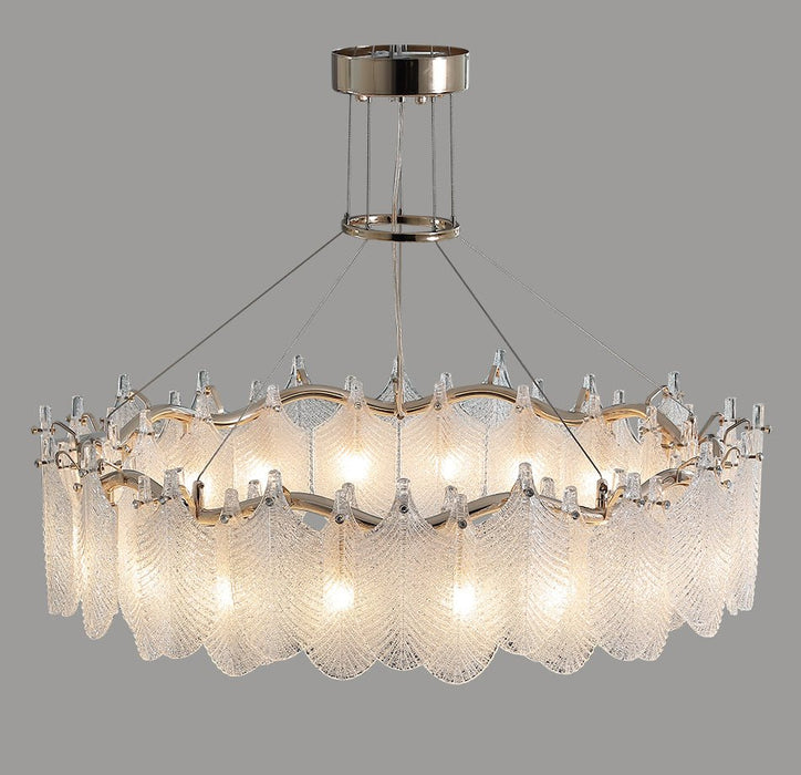 MIRODEMI® Round Gold Leaf white frosted glass chandelier for living room, dining room
