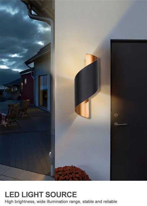 MIRODEMI® Creative White/Black Outdoor Aluminum Waterproof Wall Lamp For Courtyard W3.9*H11" / Warm white / Black and Gold