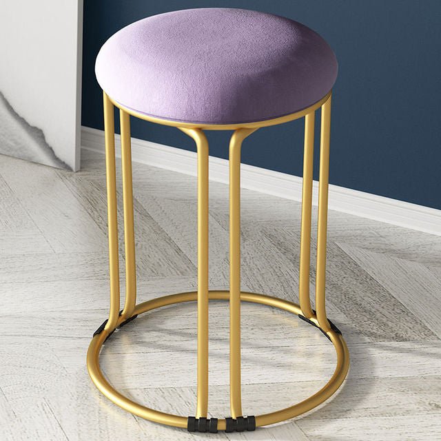 Nordic Suede and Leather Stacked Dining Round Stool