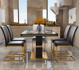White dining side chair in PU leather, contemporary dining room furniture