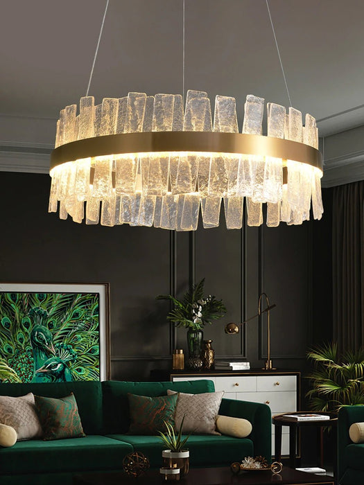 MIRODEMI® Rectangular frosted matte glass hanging Led chandelier for living room, bedroom Dia17.7*H9.4" / Warm white