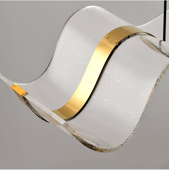 MIRODEMI® Modern Wave-Designed Acrylic Led Gold Chandelier image | luxury lighting | wave lamps | luxury chandeliers