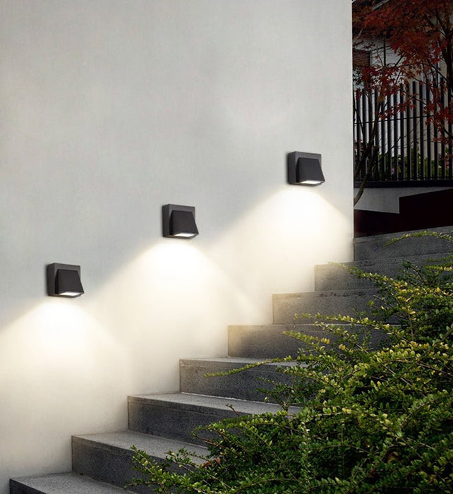 MIRODEMI® Modern Black Outdoor Aluminum Waterproof LED Wall Lightings For Garden, porch W3.1*H3.1" / Warm white