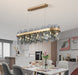 MIRODEMI® Gold Rectangle Smoky Gray Glass Modern Chandelier For Dining Room L31.5*W11.8*H11" / Warm Light 3000K