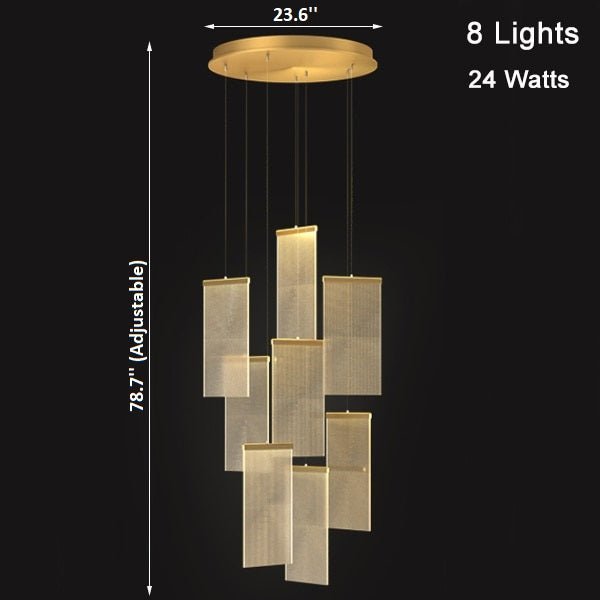 MIRODEMI® Luxury modern LED chandelier for staircase, lobby, living room, stairwell 8 Lights / Warm light / Dimmable