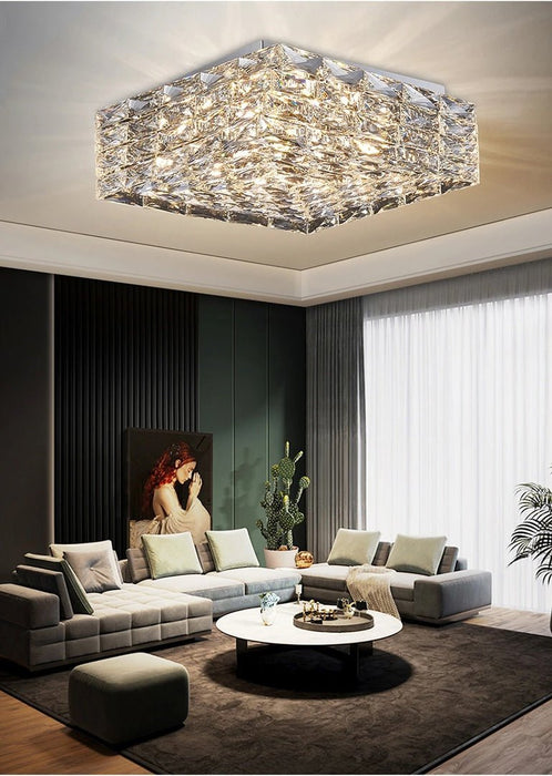 MIRODEMI® Chrome square cristal ceiling chandelier for bedroom, living room, dining room