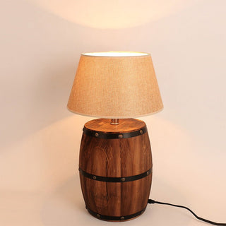 Mirodemi® Industrial Wood Wine Barrel LED Table Lamp For Bedroom, Bar