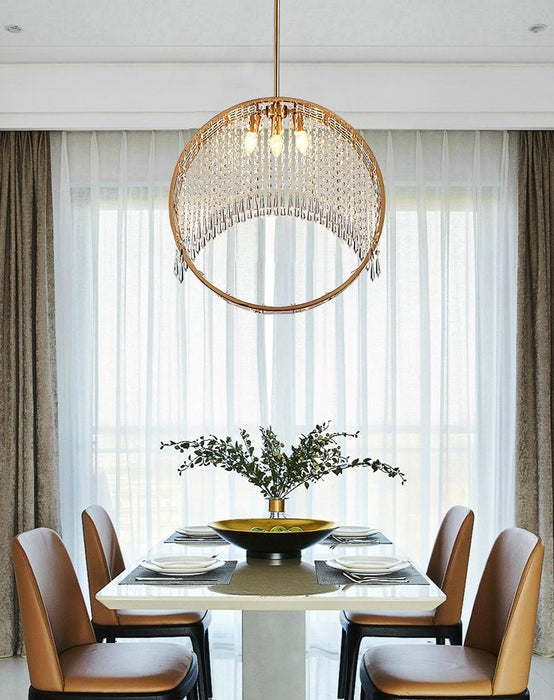MIRODEMI® Round Gold Creative Loft Crystal Chandelier For Living Room, Dining Room Dia11.8" / Warm Light 3000K
