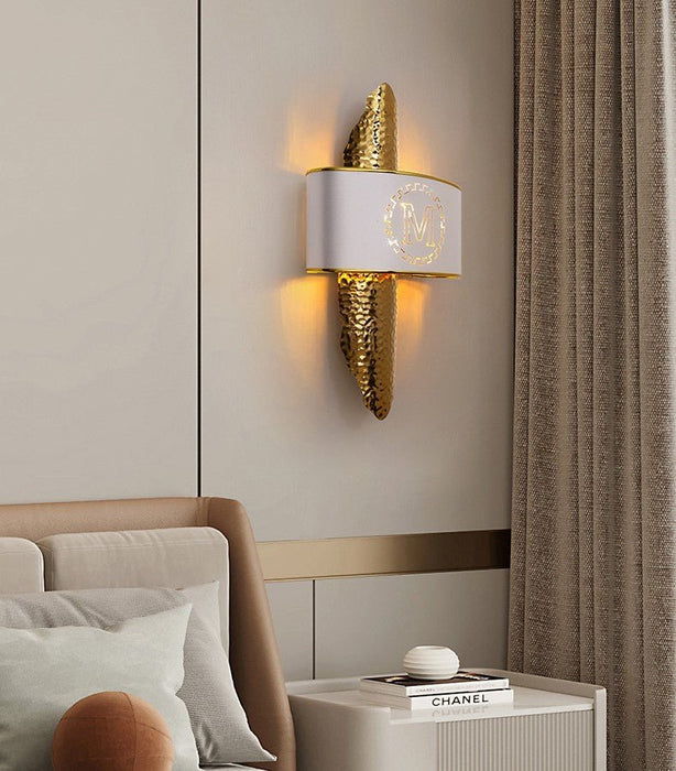 MIRODEMI® Luxury Golden Wall Lamp with M-Letter Lampshade, Living Room, Bedroom