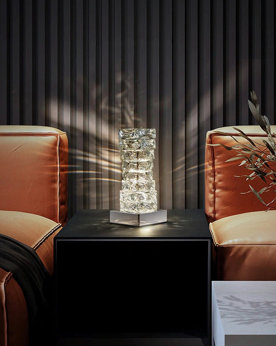 MIRODEMI® Chrome Stainless Steel Crystal Modern Table Lamp for Living Room, Bedroom, Bedside