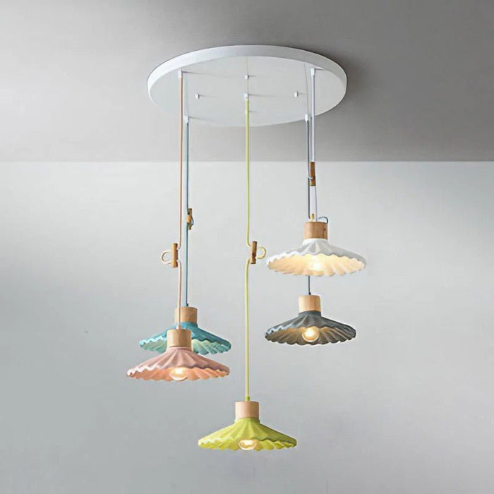MIRODEMI® Modern Romantic Pendant Small Chandelier for Tea Shop, Restaurant Multicolor / 5 Heads (Round Base)
