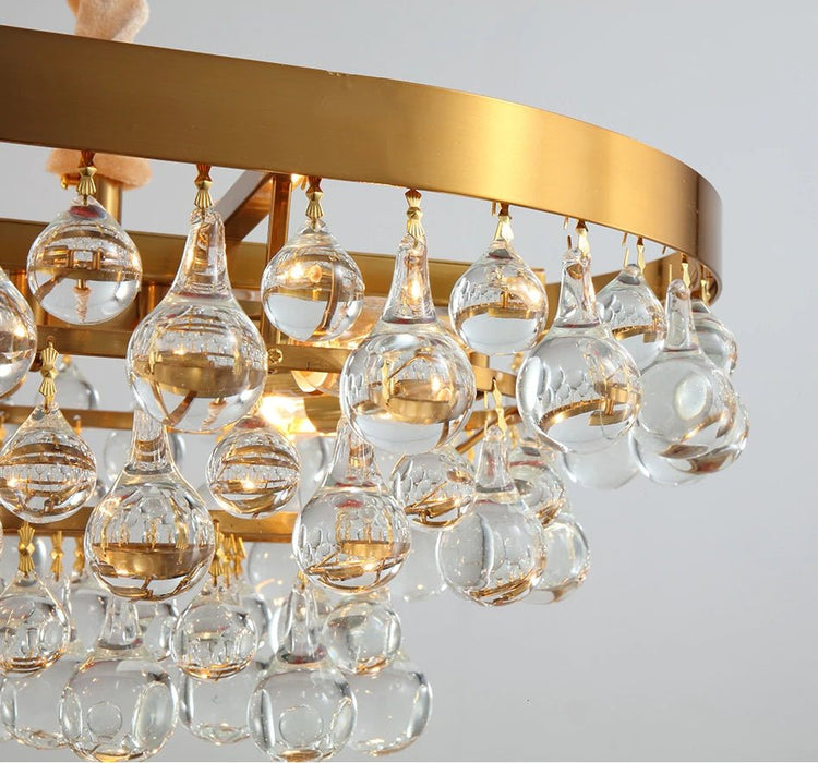 MIRODEMI® Gold/Black Water Droplet Crystal Round Led Chandelier