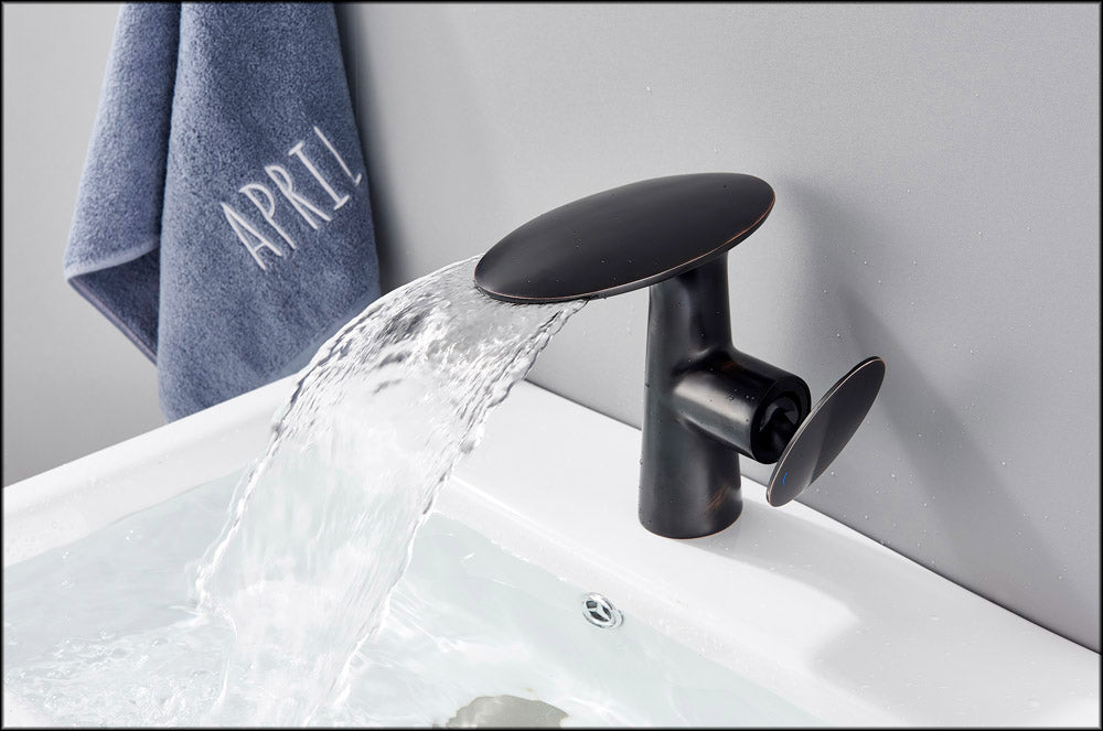 MIRODEMI® White/Chrome/Black Waterfall Bathroom Sink Faucet Deck Mounted