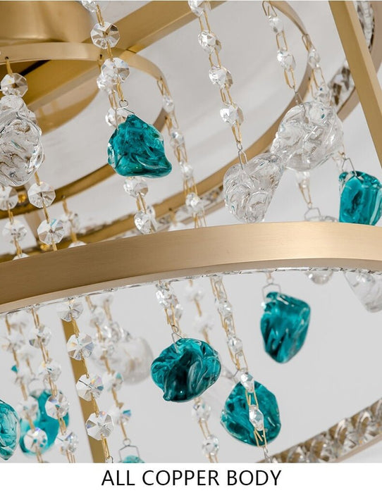 MIRODEMI® Copper modern crystal led hanging chandelier for living room, bedroom image | luxury furniture | home decor